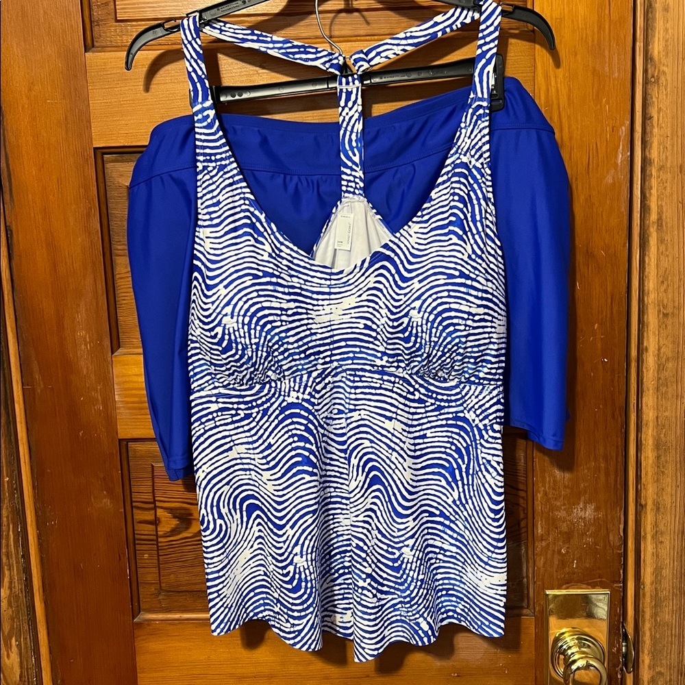 NWT Sonnet Shores Swimsuit Size 24W 2 Piece Racer Back Top & Skirted Bottoms